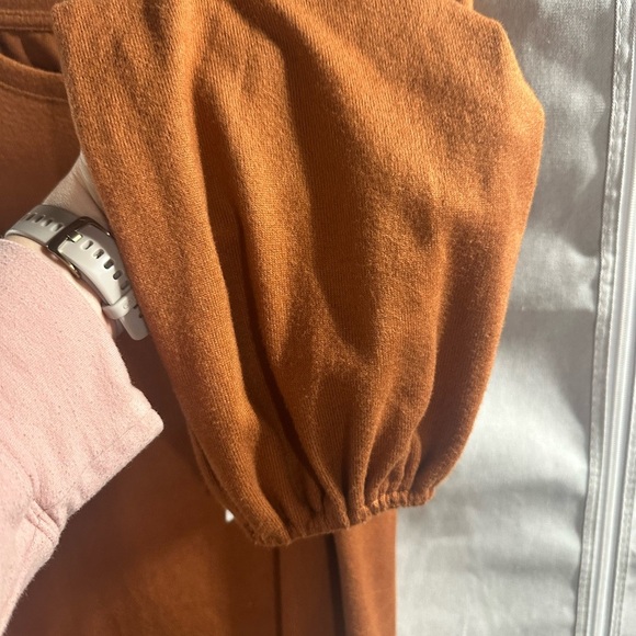 NWT Nine West Puff‎ Long Sleeve Dress Mini Burnt Orange Fall Size Small - Picture 3 of 7